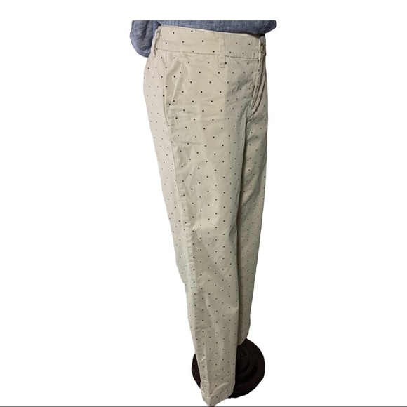 Tommy Hilfiger Ankle Pant Sz 6 Beige/Tan Blue dot Stretch Denim Style Preppy - Picture 4 of 14